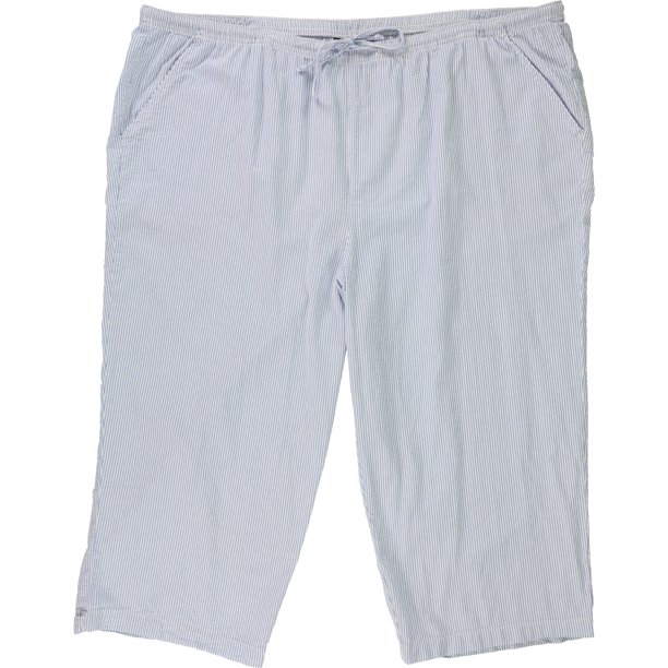 Karen Scott Seersucker Capri Pantalones casuales para mujer, azul, 2X