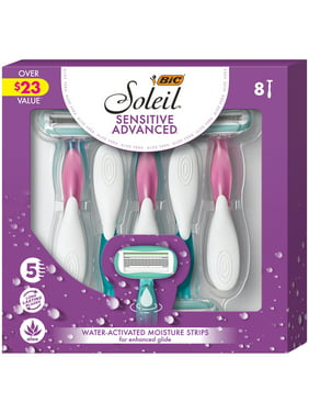 BIC Soleil Sensitive Advanced Womens 5 Blade Razor, 8 Count - Gift Set