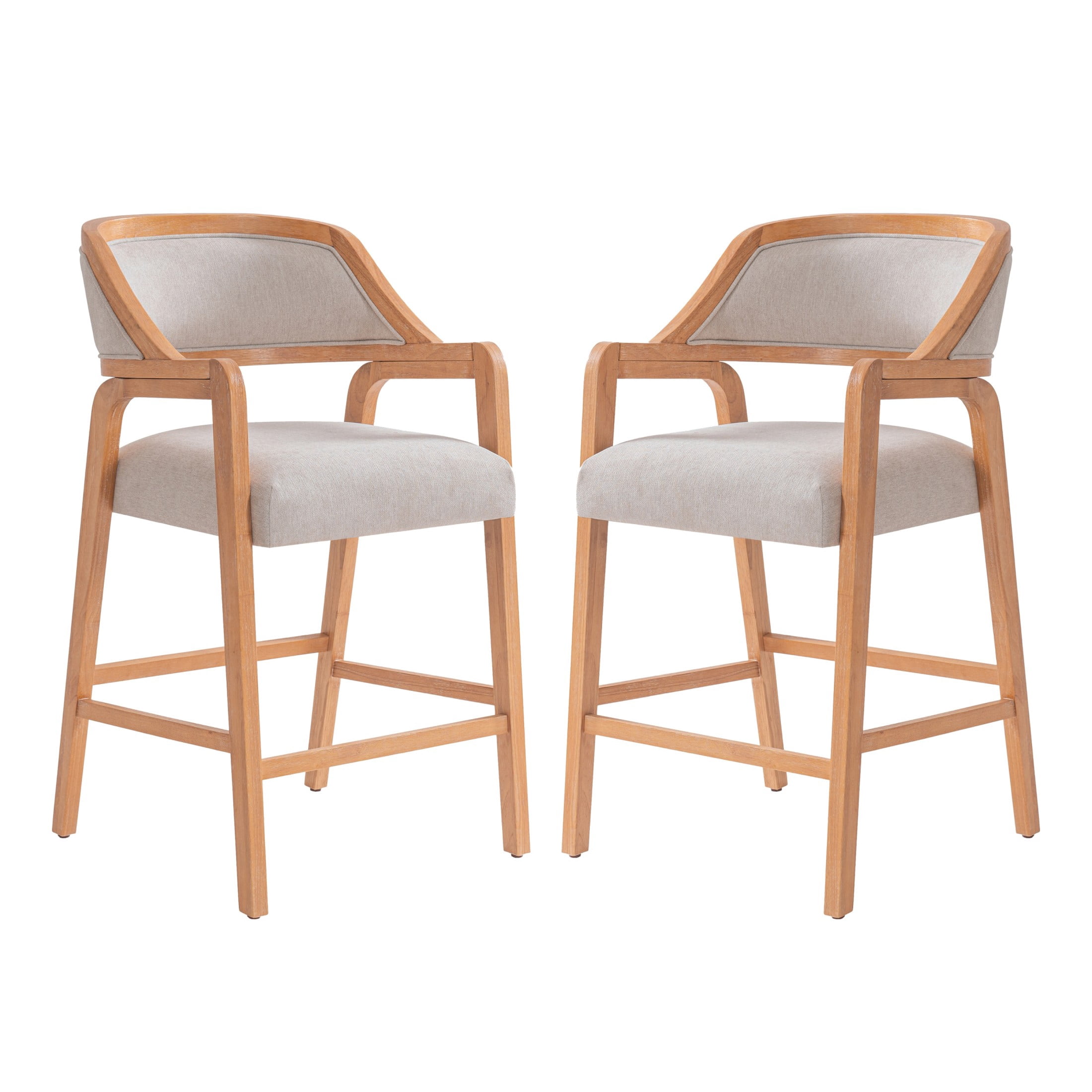 Christopher Knight Home Modern Upholstered Counter Stools, Rubberwood Frame, Natural, Set of 2