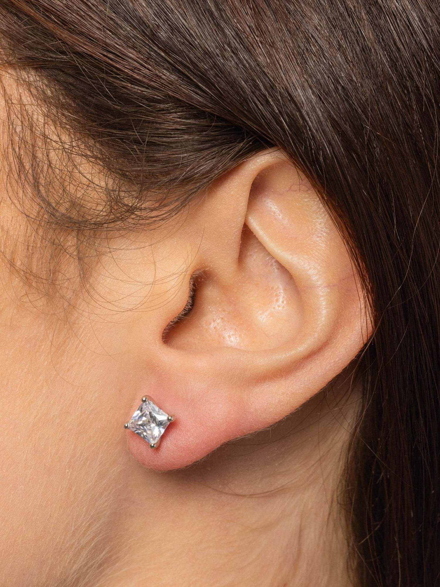Brilliance Fine Jewelry Women's Simulated Diamond Stud Earrings in Sterling Silver