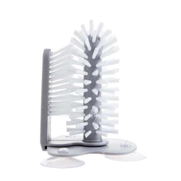 Ultimate Dual-Head Glass Cup Washer – 2-in-1 Sink Brush with Powerful Suction Base & Detachable Handles for Effortless Cleaning of Baby Bottles, Glasses, Mugs & Kitchenware – Gray