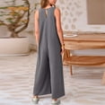 thumbnail image 4 of ZACPNCV Jumpsuits for Women's Casual Summer Loose Jumpsuits Sleeveless Tank V Neck Wide Leg Romper Gray, 4 of 6