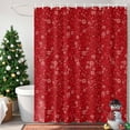 thumbnail image 4 of Christmas Flowers Shower Curtains for Bathroom, Winter Floral Plant Deep Red Linen Waterproof Fabric Shower Curtain for Bathroom Bathtub Decoration, Machine Washable, 72"x84", 4 of 9