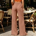thumbnail image 3 of Guluxicc Women's Cotton Pants with Pockets Elastic Waist Long Wide Leg Trousers Summer Casual Outfits for Everyday Wear, 3 of 5