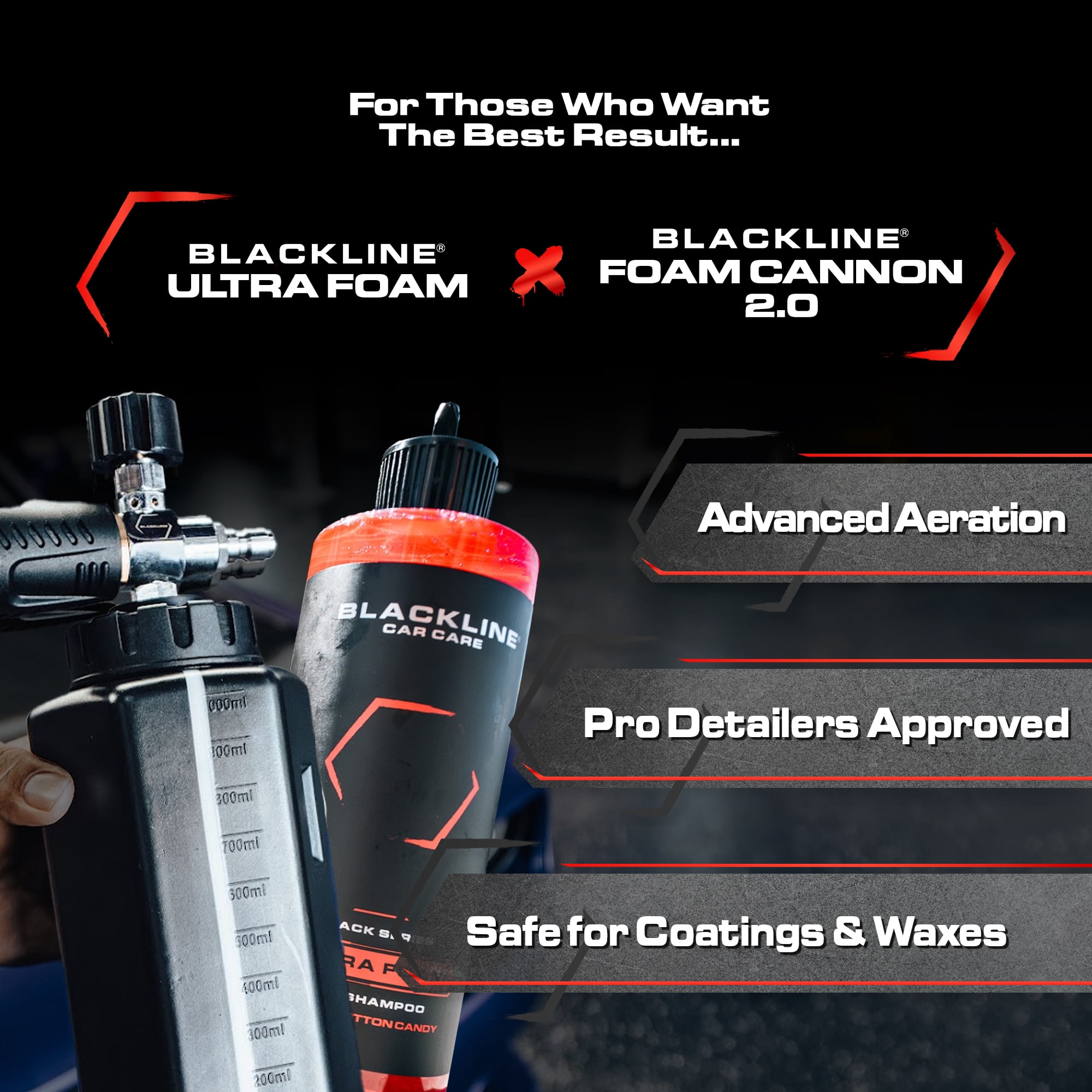 Blackline Automotive Extreme Foaming Car Shampoo - Extreme Ultra Foam Perfect for Ceramic Coatings - Compatible with Foam Cannon for Pressure Washer (64 Fl Oz, Cotton Candy)