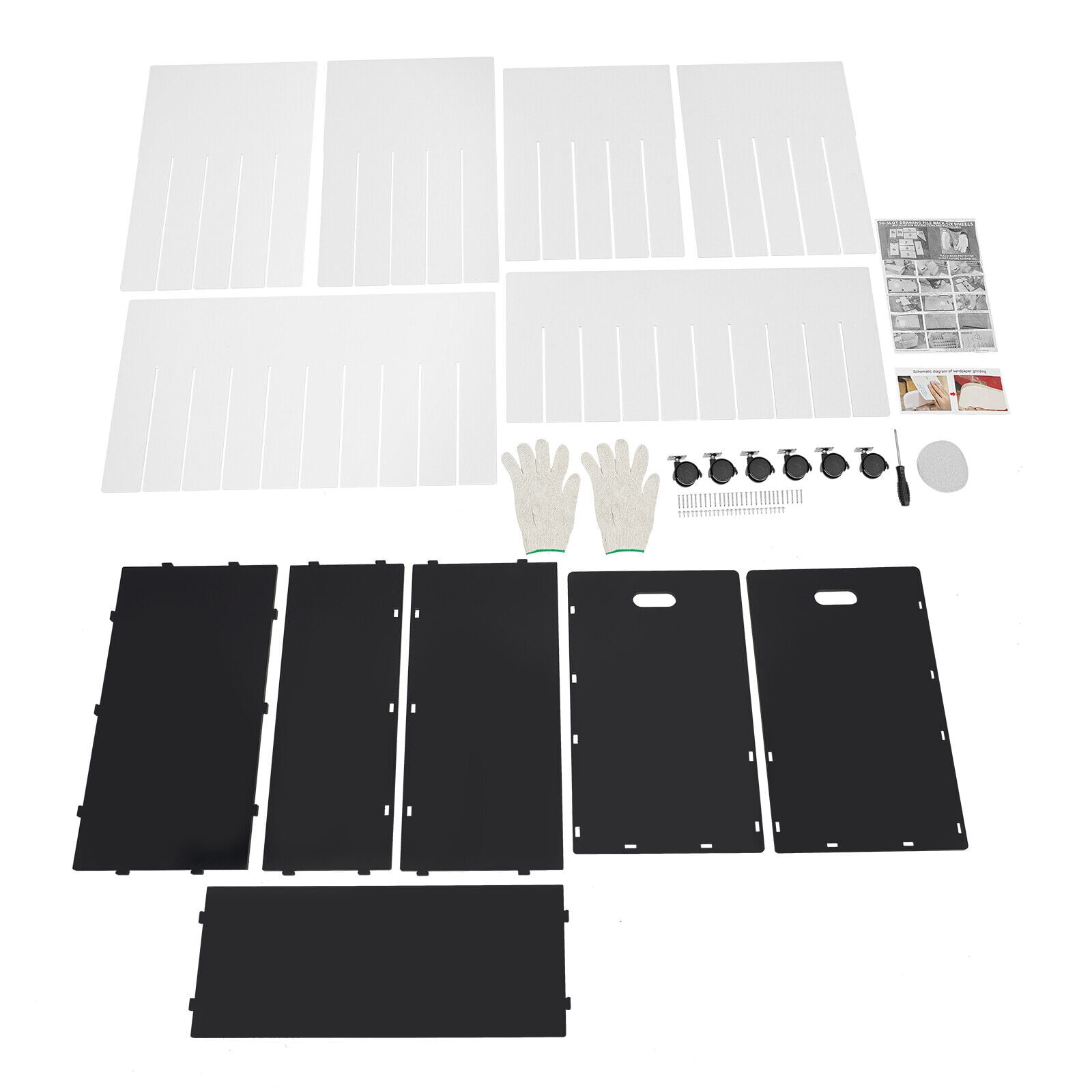 50-Slot Blueprint Organizer, Roll File Storage Holder Movable Roll File Cart