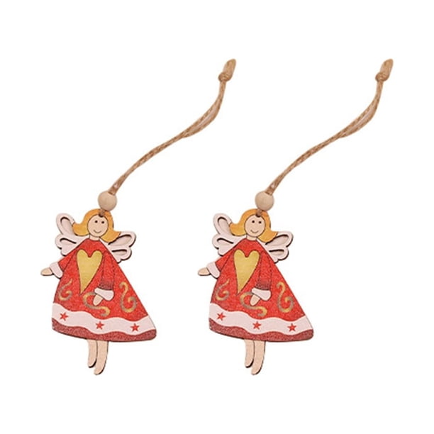 Paquete de 2 Piezas Decoración de Madera Billuyoard Colgante Navidad Rojo