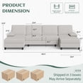 thumbnail image 5 of Walsunny Modern U-Shaped Sectional Sleeper Sofa with 4 Deep Seat, Modular Cloud Oversized Sofa Couch with Chenille Fabric & Double Chaise for Apartment, White, 5 of 8