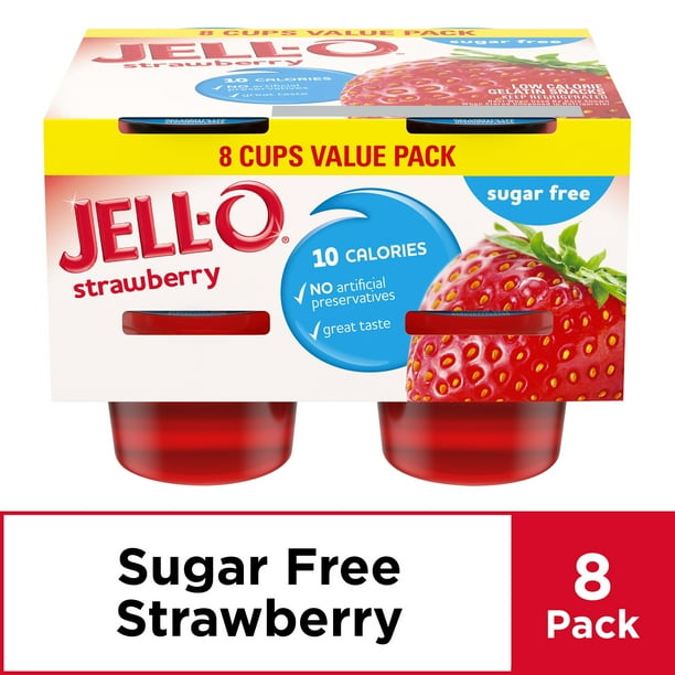 JellO Sugar Free Ready to Eat Strawberry Gelatin, 8 ct 25.0 oz