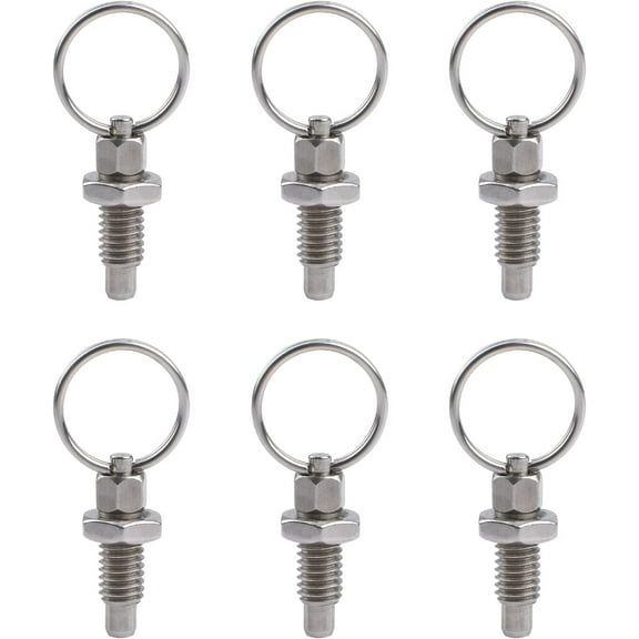 6Pcs Spring Plunger with Pull Ring, Quick Release Pin w/Drop Cam & Spring, Stainless Steel Non-Locking Type Stubby Hand-Retractable Spring Plunger Index Plunger