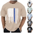 thumbnail image 5 of LLDYYDS Independence Day Men's T Shirt Summer Short Sleeve Top Blue Stripe Flag Print Fashion Street Casual Style, 5 of 6