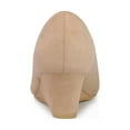 thumbnail image 2 of BLISSFUL STEP Women's Pointed Toe Slip on Wedge Heel Pumps Khaki 9, 2 of 7