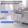 thumbnail image 5 of Kitchen Sink Utility Sink Commercial Stainless Steel Freestanding Sink w/Faucet, Hot & Cold Hoses, Single Bowl, NSF Certificated, for Restaurant, Laundry, Garage, Workshop Sink, 5 of 7