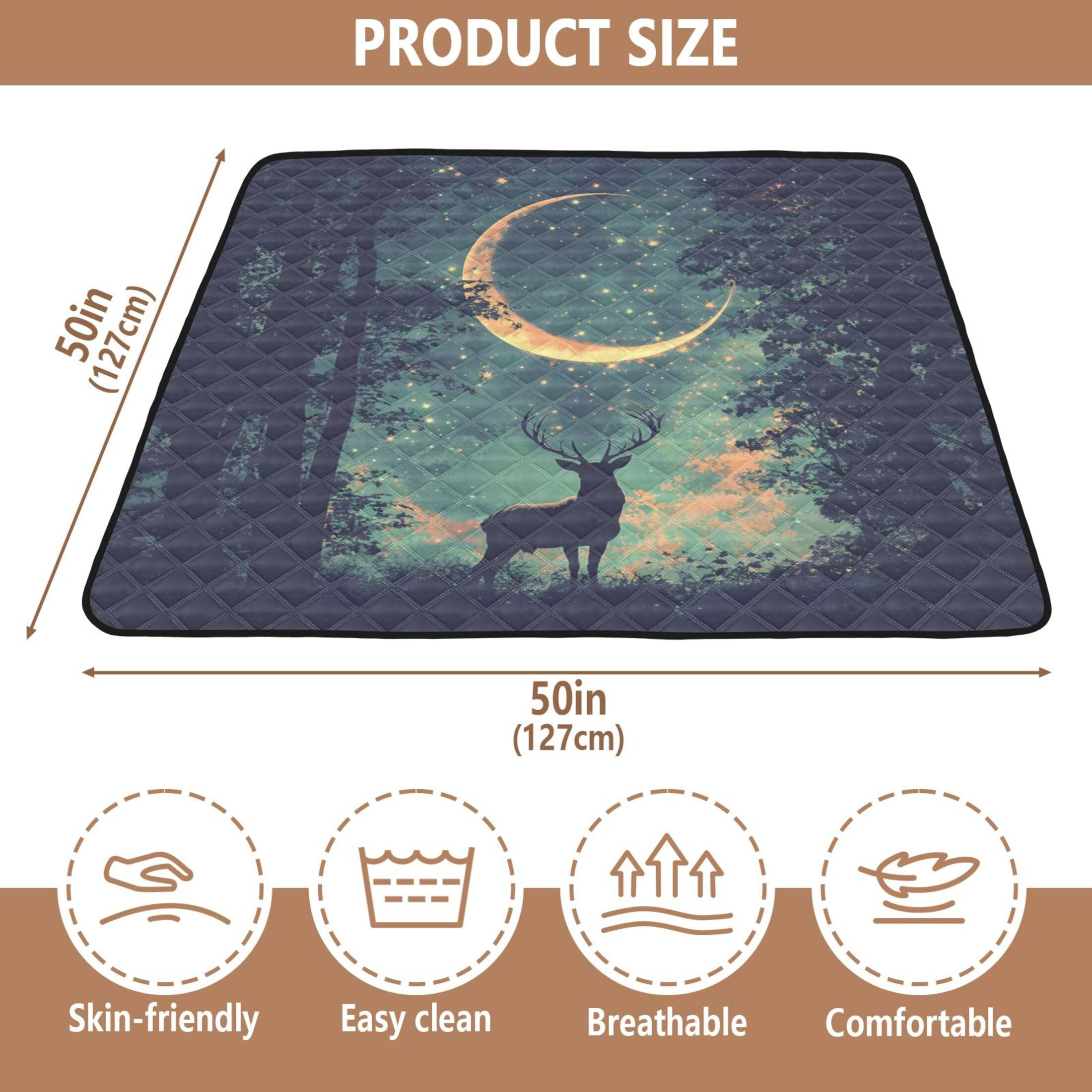 WOBOGO Deer in The Mystic Forest Pattern Baby Playmats Extra Large Waterproof Rollable Activity Pads for Toddlers 50×50inch