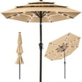 thumbnail image 2 of Best Choice Products 10ft 3-Tier Solar Patio Umbrella w/ 24 LED Lights, Tilt Adjustment, Easy Crank - Sand, 2 of 8