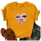 thumbnail image 2 of Camiseta de manga corta 100 % algodón de corte clásico para mujer de Herrnalise, blusa informal con estampado de letras., 2 of 3