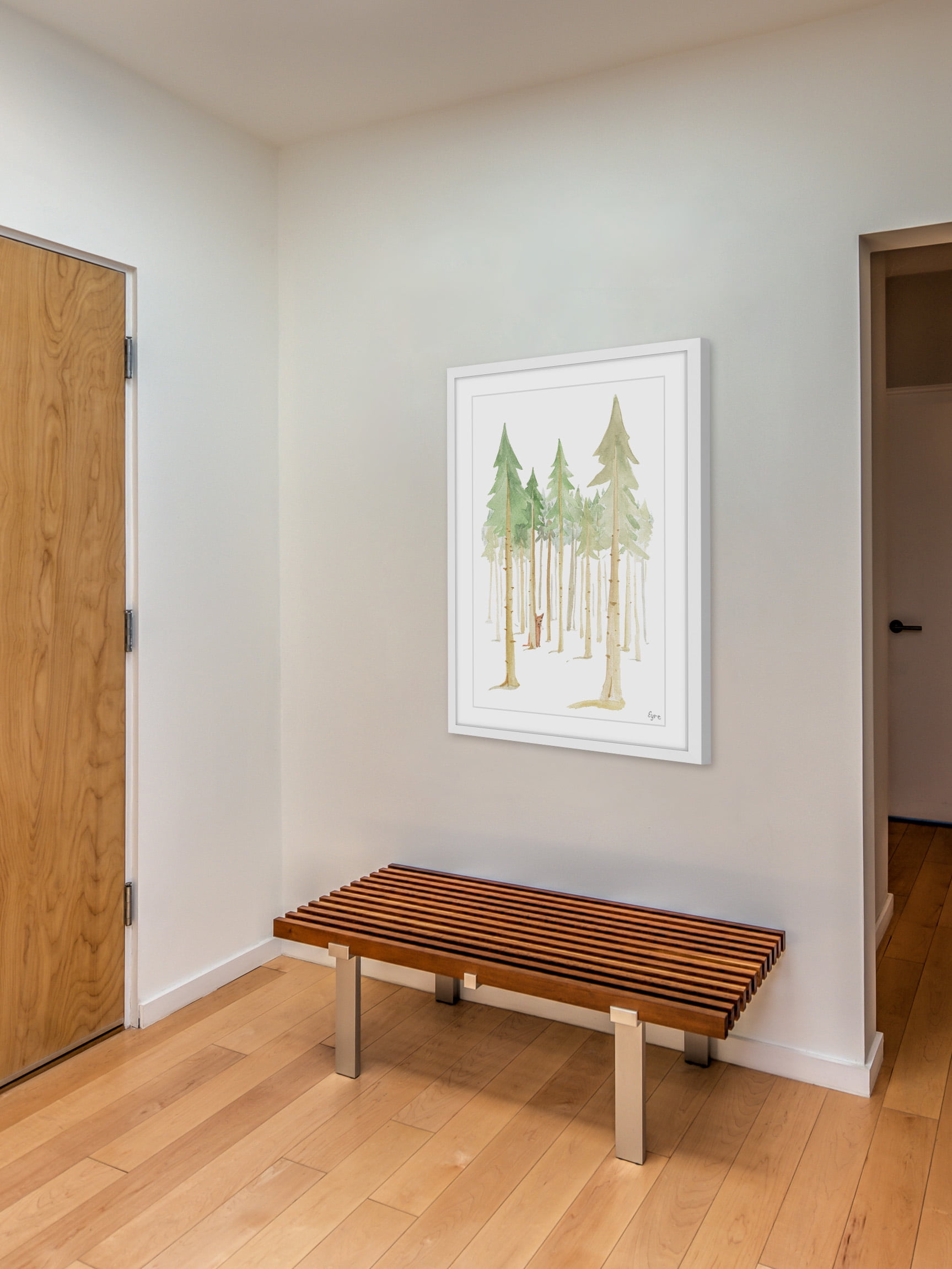 Cat in the Forest 24 in x 36 in Framed Painting Art Prints, by Marmont Hill