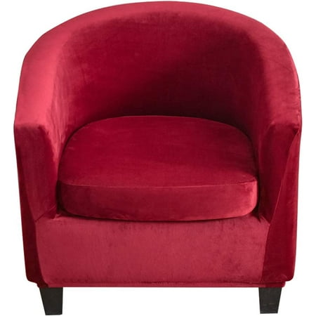 Tub Chair Covers 2 Piece Stretch Club Chair Covers Velvet Single Sofa ...