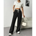 thumbnail image 2 of jinghuiyue Womens High Waist Wide Leg Sweatpants Elastic Drawstring Lounge Pants with Side Pockets L, 2 of 7