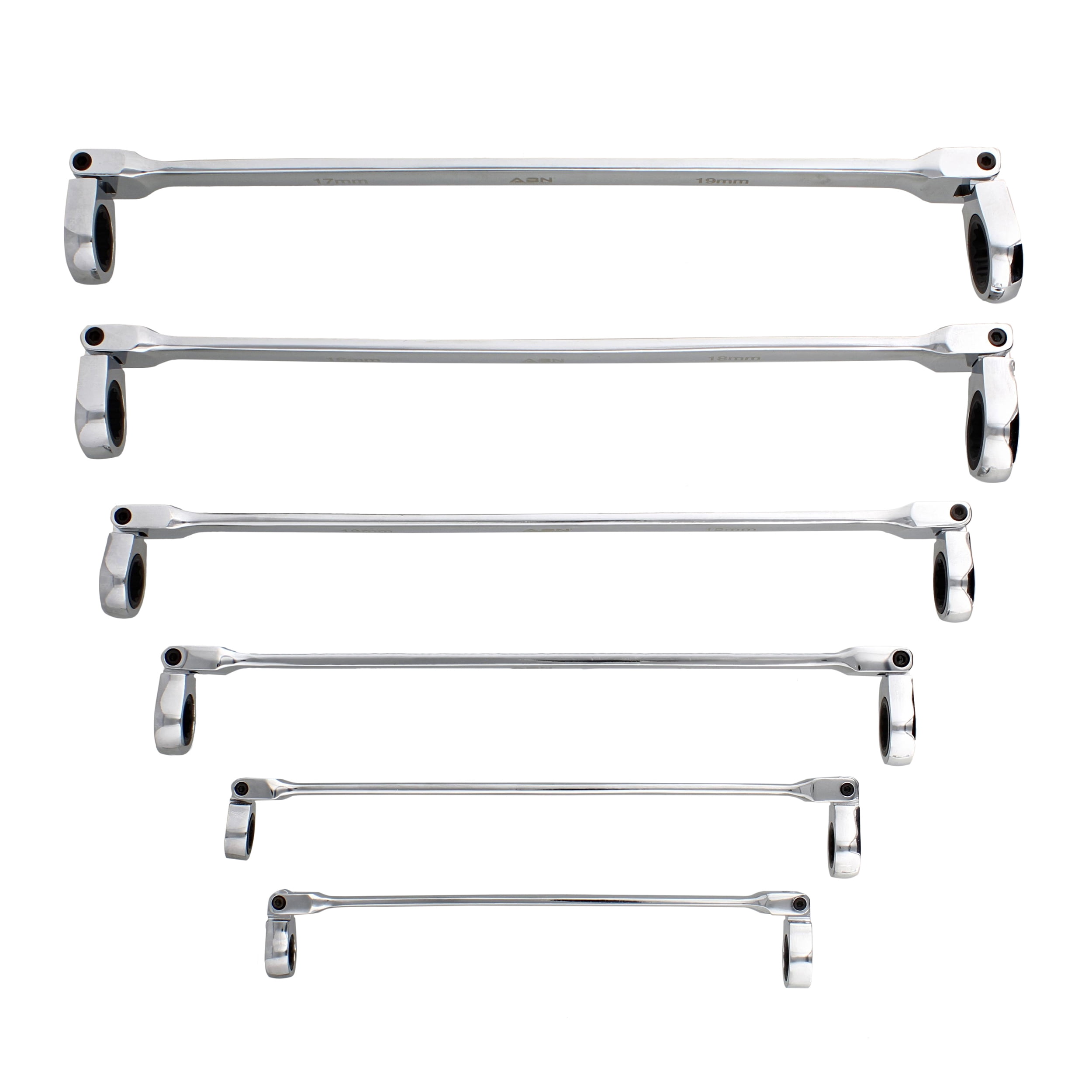 ABN Flex Head Ratcheting Wrench Set - 6-Piece Double Box End Wrench Set