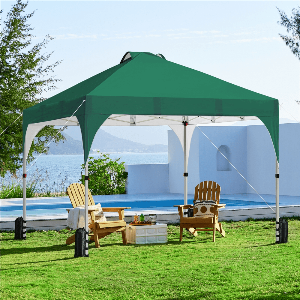 Renwick Instant Pop-up Canopy with Roller Bag & Sandbags, Dark Green