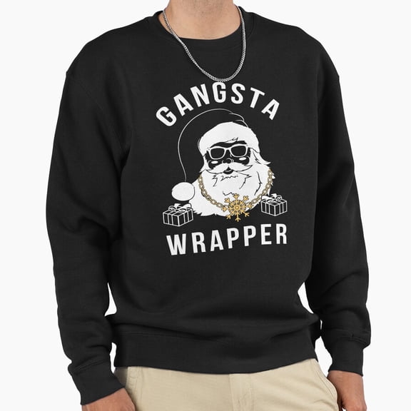 Gangsta Wrapper Gangster St. Nick Unisex Sweatshirt Funny Christmas Retro Vintage Graphic G4949, Up to Size 5XL