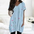 thumbnail image 2 of TQWQT Women's Plus Size Long Tunic Tops to Wear with Leggings Long Shirts Short Sleeve V-Neck T Shirts Oversized Ethnic Floral Print Long Tops, 2 of 5