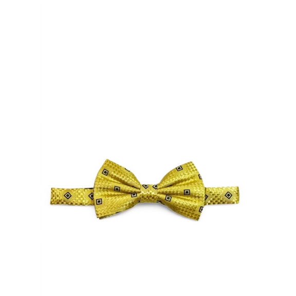 Yellow Patterned Silk Bow Tie