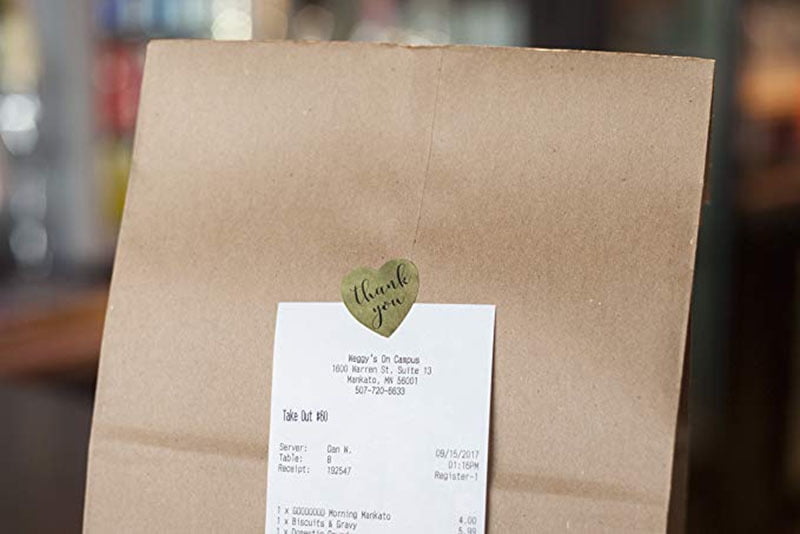 gold heart shape thank you stickers foil decorative sealing labels 500 stickers roll 1 diameter 1 roll walmart com