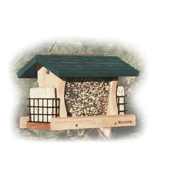 WoodLink Large Cedar Bird Feeder with Suet Cages - Wood Platform Feeder for Woodpeckers