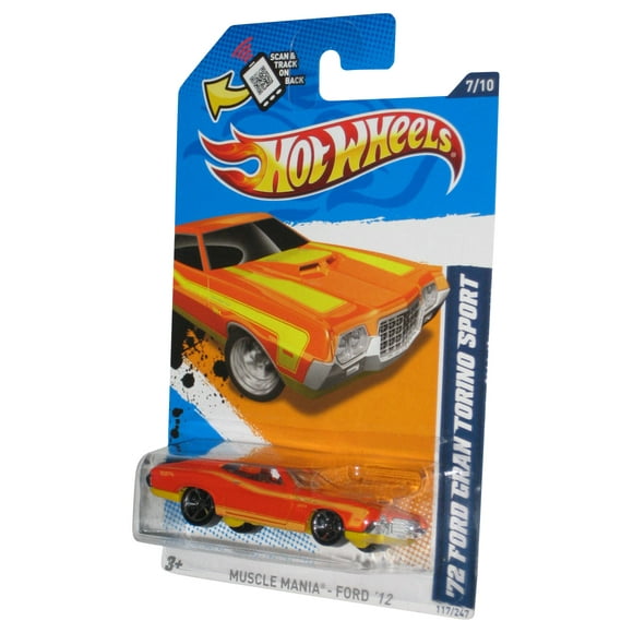Hot Wheels Muscle Mania Ford '12 Orange '72 Ford Gran Torino Sport Toy Car 117/247