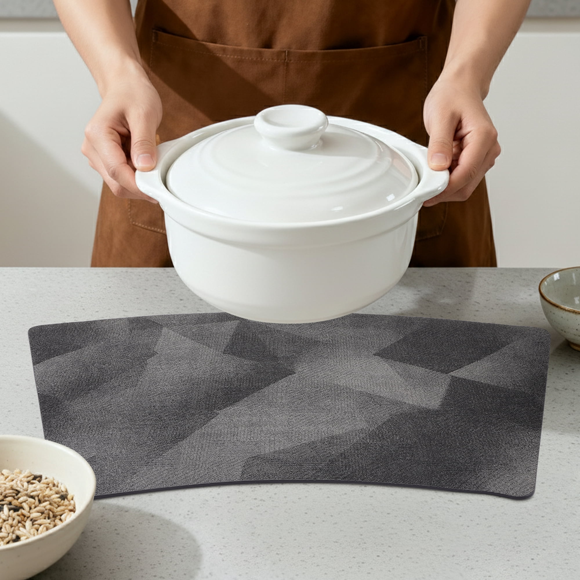 Unique Bargains 4pcs Wedge Placemats Dark Gray 17.7"x11.8"