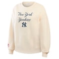 thumbnail image 3 of Women's WEAR by Erin Andrews Cream New York Yankees Heavyweight Crew Neck Sweatshirt, 3 of 4