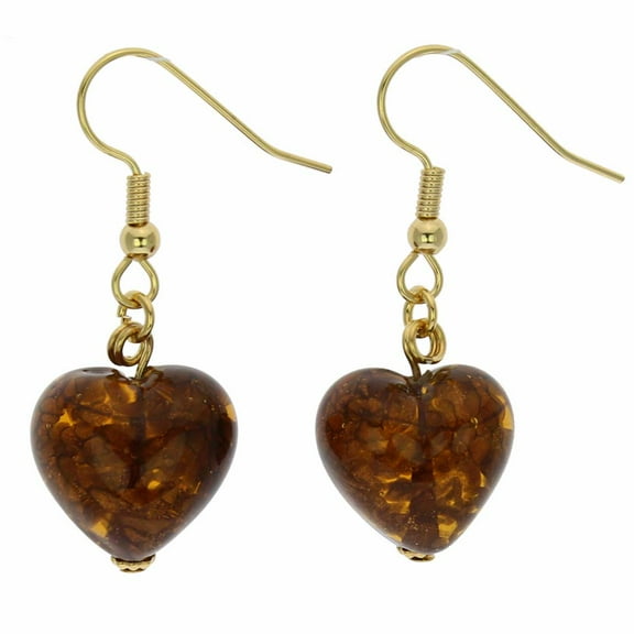 GlassOfVenice Murano Glass Starlight Hearts Earrings - Topaz