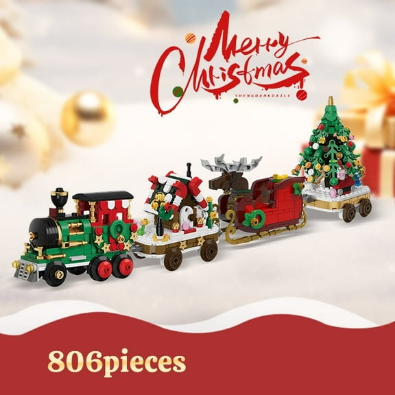 Christmas Train Building Blocks Set for Adults, 806Pieces Christmas Countdown Calendar 2025 Mini Building Block with Box for Kids Stocking Stuffers Gifts