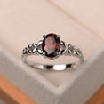 thumbnail image 2 of Natural red garnet ring, promise ring, oval cut gemstone, January birthstone, sterling silver ring, 2 of 3