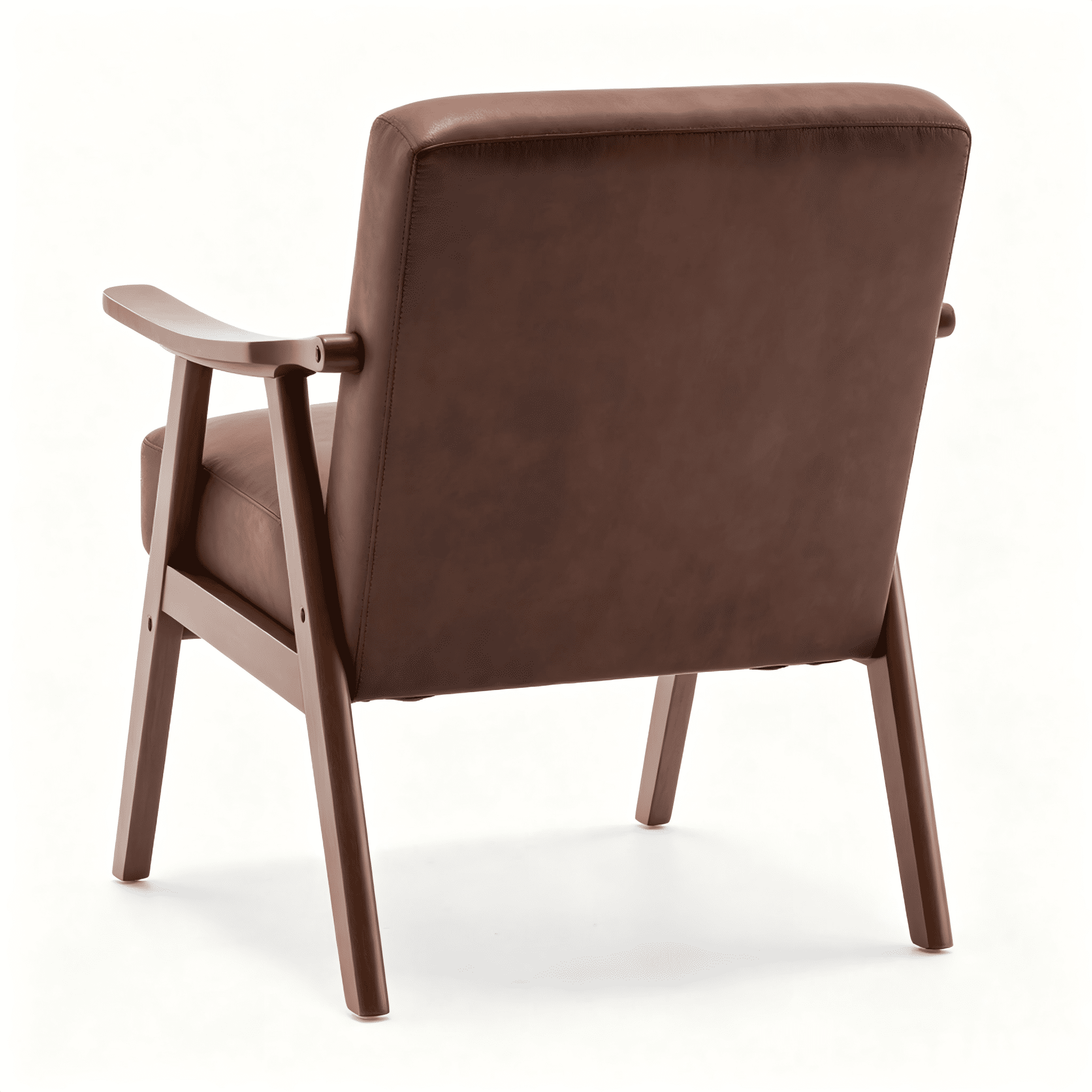 Mintazer Mid-Century Modern Microfiber Leather Accent Chair, Armchair for Living Room Bedroom, Light Brown