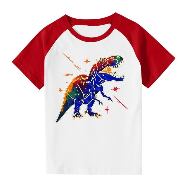 RXIRUCGD 2025 Vêtements d'Été pour Enfants Tout-Petits Garçons Filles Mode Mignon Col Rond Imprimé Manches Courtes Haut