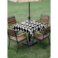 thumbnail image 4 of Outdoor Tablecloth with Umbrella Hole for Patio/Picnic/Party/Camping, Bohemia Waterproof Table Cloth Square Cover Washable, Retro Abstract Geometric Pattern Boho Black (60"x 60"), 4 of 8