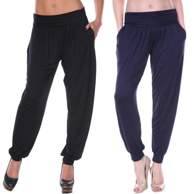 White Mark Pantalon de Jogging Harem Taille Haute pour Femmes, Lot de 2