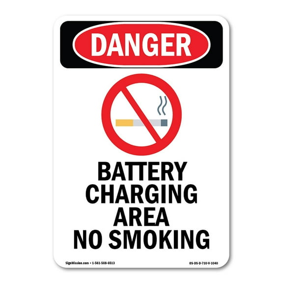 OSHA Danger Sign -  Battery Charging Area | Decal | Protect Your Business, Construction Site, Warehouse & Shop Area |  Made in The USA
