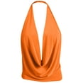 thumbnail image 2 of J. METHOD Women's Sleeveless Halter Neck Lightweight Low Cut Deep V Neck Sexy Draped Backless Top Blouse NEWT07 Orange M, 2 of 6