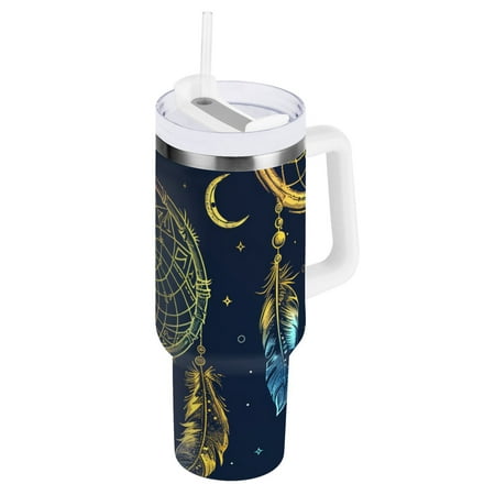 

JSTEL Gradient Dreamcatcher Moon 40 oz Tumbler Stainless Steel Water Bottle Vacuum Insulated Cup with Straw Lid & Handle For Travel Car Cup Holder