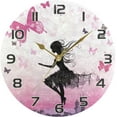 thumbnail image 5 of Coolnut Butterfly Girl Wall Clock Round Vintage Silent Non Ticking Battery Operated Accurate Arabic Numerals Design for Home Kitchen Living Room Bedroom 10 Inch Home Decor, 5 of 6