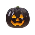 thumbnail image 2 of Clearance Sale | Glow-in-the-Dark Resin Pumpkin Figurine for Halloween Fall Decor, Miniature Artificial Pumpkin for Home Cake Decoration and Festive Display, Black, 2 of 3