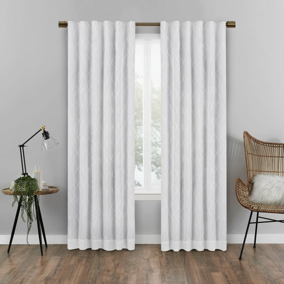 Eclipse Absolute Zero Nora Geo Embroidery Absolute Zero Blackout 50 x 108 Curtain Panel in White