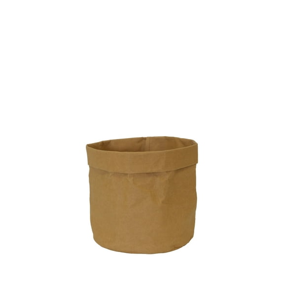 Washable Paper Storage Planter Bag; Round Bottom; Natural Brown