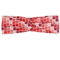 thumbnail image 1 of Geometric Headband, Tile Rectangle Square Cube Vertical Lines Geometrical Shapes Periodic, Elastic and Soft Women's Bandana for Sports and Everyday Use, Grey Red Coconut, by Ambesonne, 1 of 3