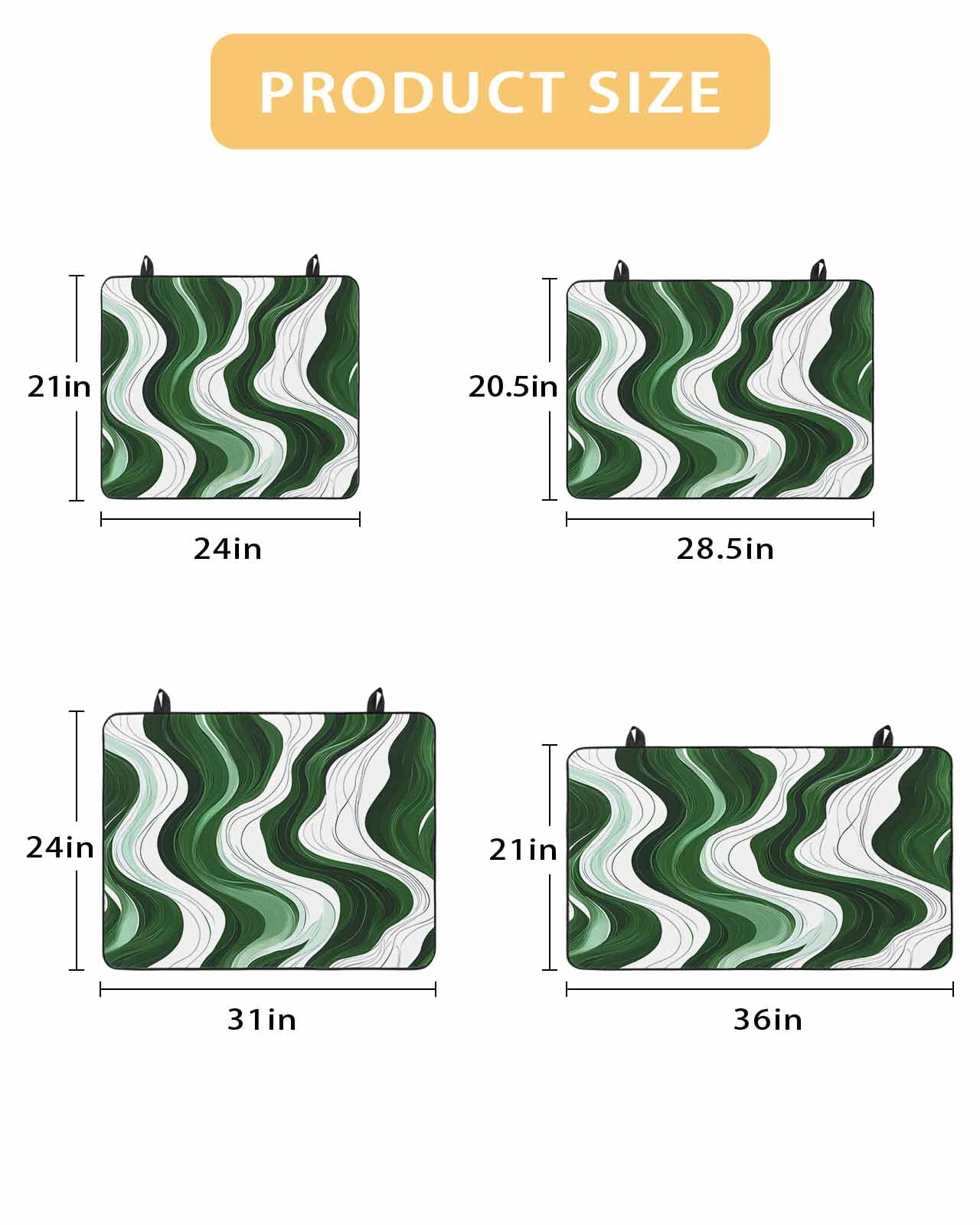 nqOlkjepod Large Induction Cooktop Protector Mat 24"x21", Green Stripe Stove Top Covers for Electric Stove, Geometric White Wave Modern Ocean Stove Burner Cover Mats, Glass Top Stove Cover