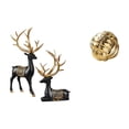thumbnail image 1 of Escultura de resina de reno y alce, adorno de bola de hilo con nudo, colección de figuras de cerámica para mesa, armario, sala de estar, decoración de, 1 of 8